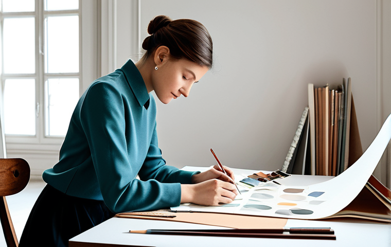 **

"A Parisian textile designer, fully clothed in a chic, modest outfit suitable for a fashion studio, examining fabric swatches under soft natural light. The studio background includes design sketches and a mood board with French color palettes. Professional quality, perfect anatomy, natural proportions, safe for work, appropriate content, family-friendly."

**