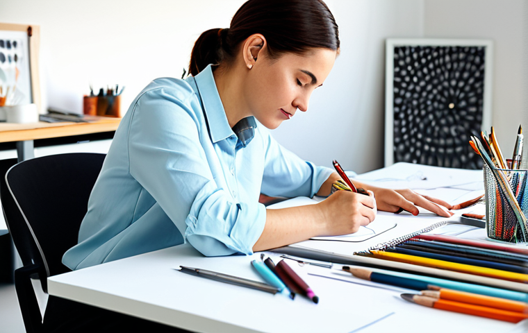 섬유기사 필기시험 대비 전략 - Textile Designer at Work**
"A professional female textile designer, fully clothed in a stylish and ...
