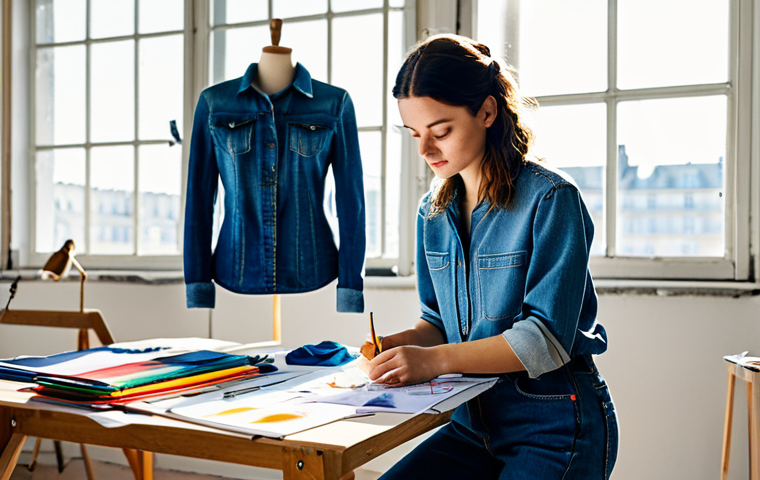 섬유기사 자격증으로 시작하는 경력 - Sustainable Fashion Design**
A young French fashion designer in a bright, modern studio, surrounded...