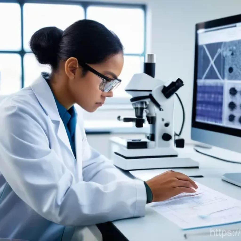 섬유기사 필기시험의 중요성 - A focused shot of a brilliant, ethnically ambiguous young textile engineer, wearing a clean, modern ...