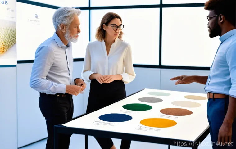 섬유기사 필기시험의 중요성 - A focused shot of a brilliant, ethnically ambiguous young textile engineer, wearing a clean, modern ...