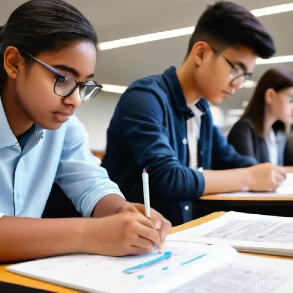 섬유기사 필기시험의 고득점 전략 - "A diverse group of university students, aged 20-24, engaged in diligent study for a textile enginee...