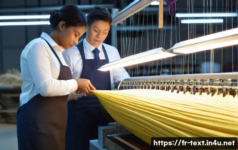 섬유기사 필기시험 공부법 - **Prompt 1: The Foundation of Textiles: From Fiber to Fabric**
A highly detailed, realistic imag...