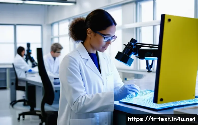 섬유기사 응시 조건 - **Prompt:** "A diverse group of textile engineers in an ultra-modern, bright French research and dev...