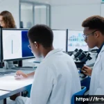 섬유기사 자격증 취득의 장단점 - **Prompt:** A group of diverse young textile engineering students in a brightly lit, modern laborato...