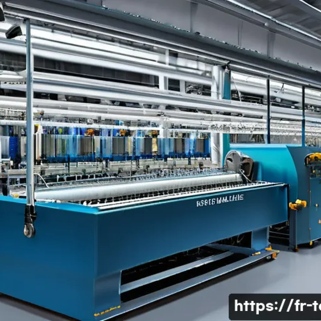 섬유기사 취득을 위한 효율적인 방법 - A detailed and realistic illustration of a modern textile factory interior in France, showing variou...