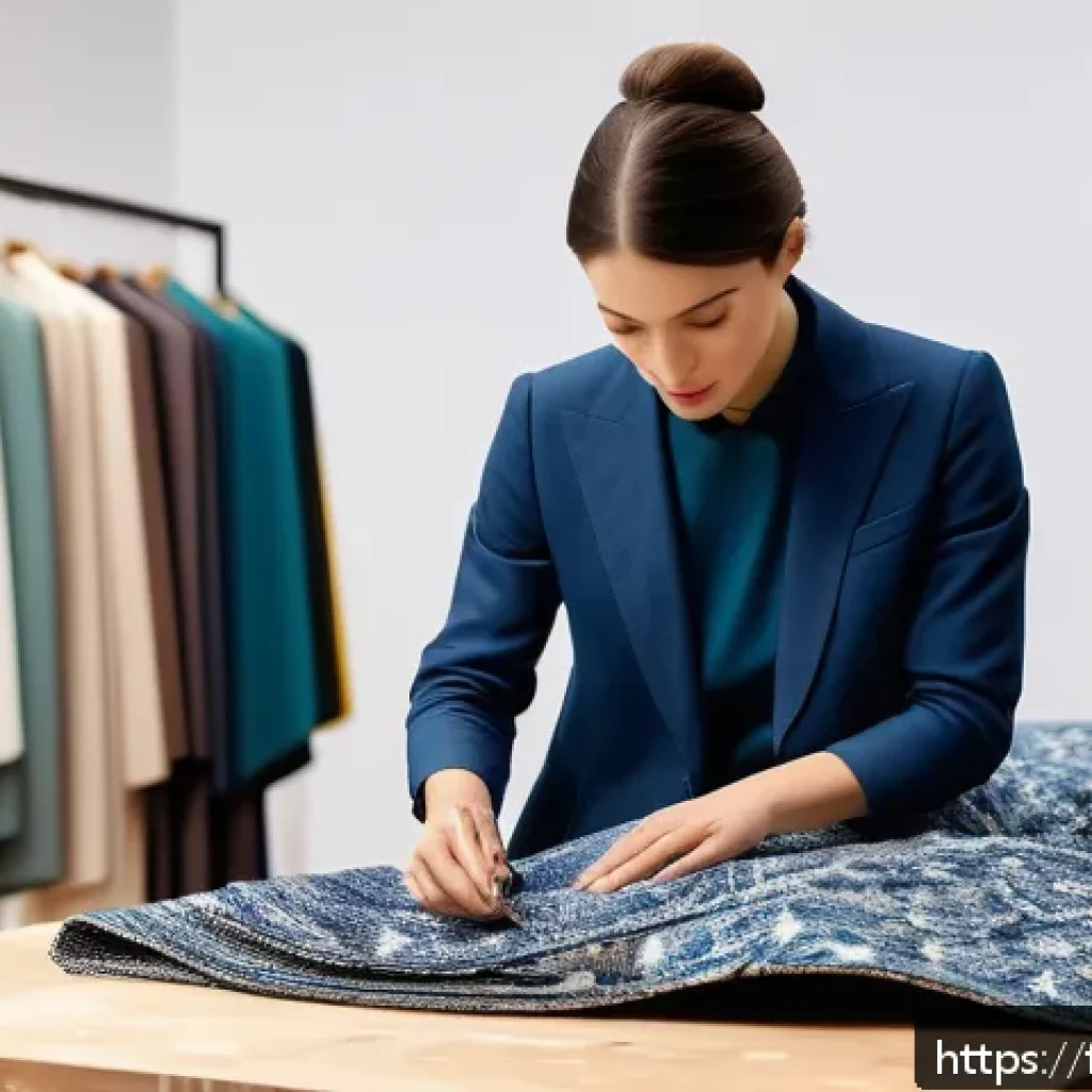 섬유기사 자격증과 패션 디자이너 경력 - A sophisticated fashion atelier interior showcasing skilled designers at work, surrounded by diverse...