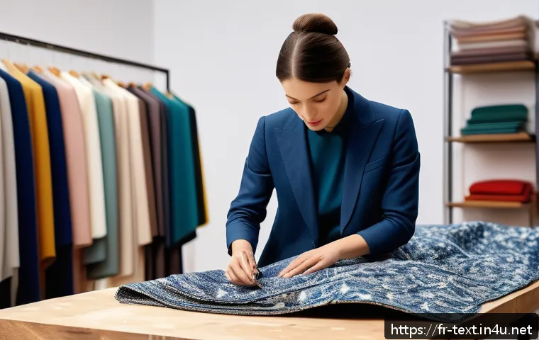 섬유기사 자격증과 패션 디자이너 경력 - A sophisticated fashion atelier interior showcasing skilled designers at work, surrounded by diverse...