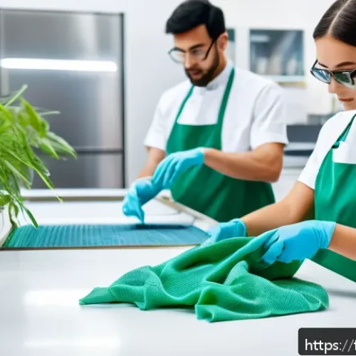 Home 33 섬유기사와 섬유 소재 혁신 - A futuristic textile laboratory scene showcasing technicians working with advanced biosourced fibers...